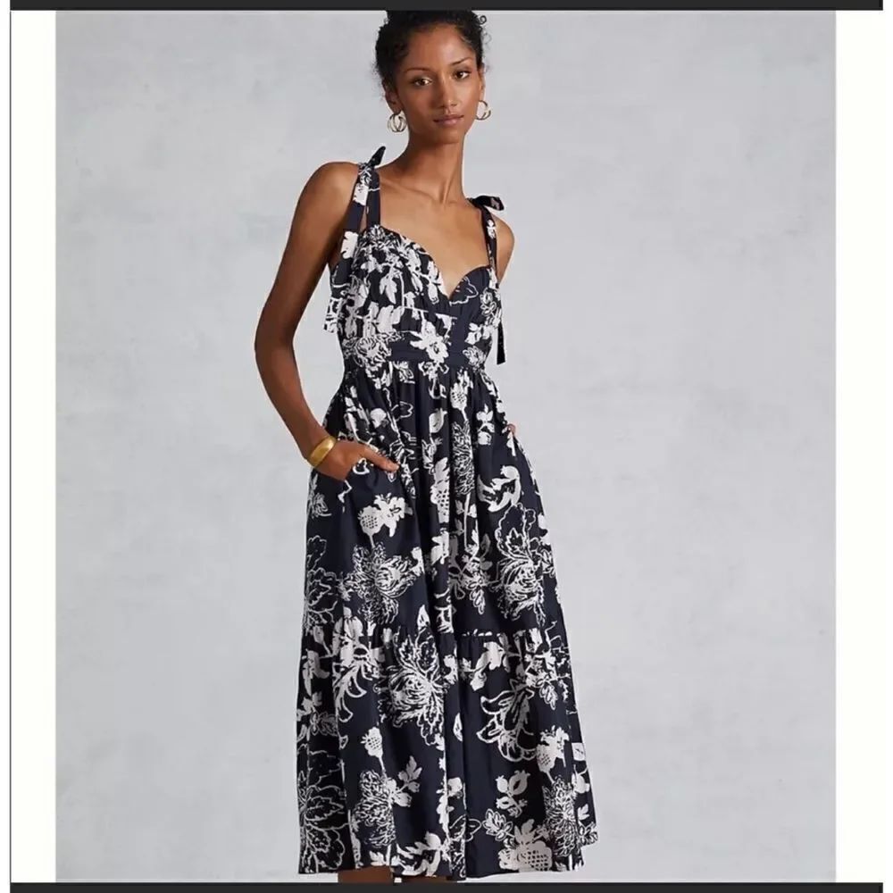 Anthropologie - Flounced Floral Midi Dress